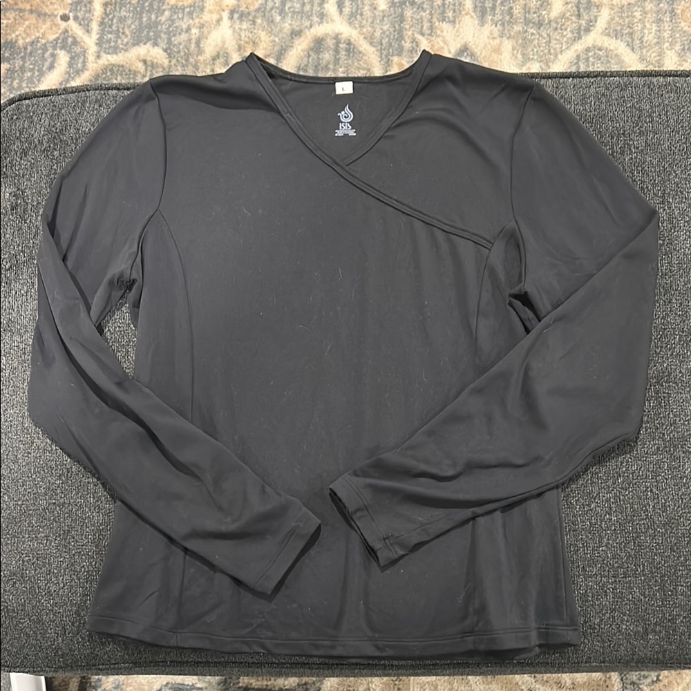 Isis Black V-Neck Long Sleeve Top